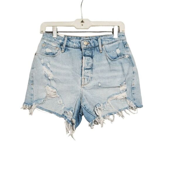 Good American Pants - Good American Women's Split Back Pockets Destressed Bombshell Short 4/27